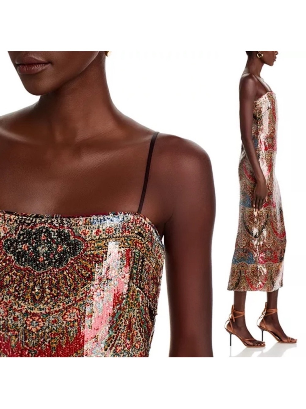 Veronica Beard Leda Sequin Paisley Slip Dress